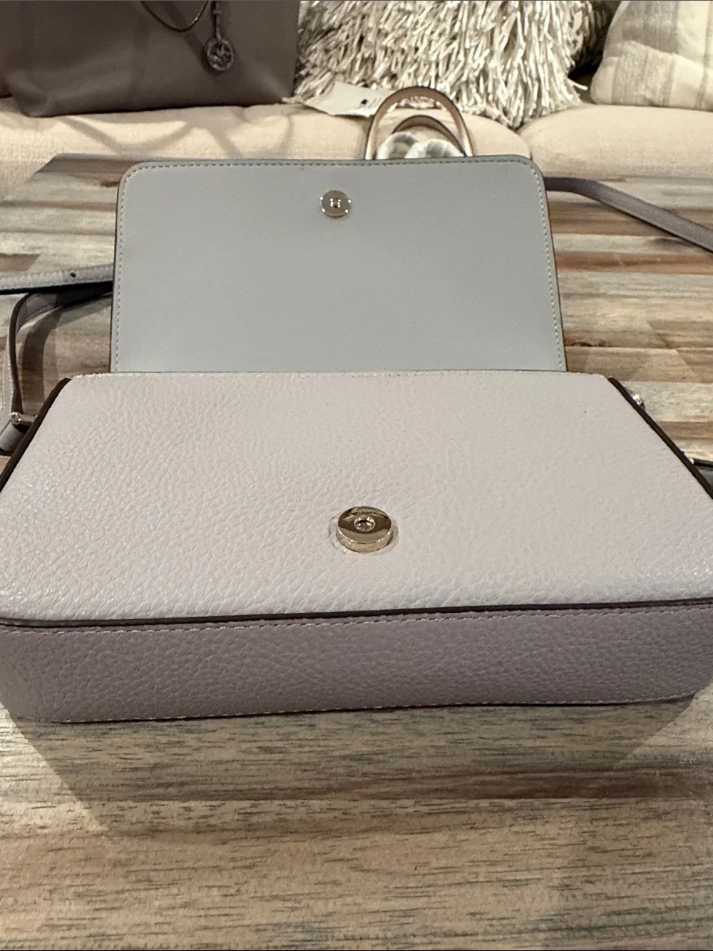 kate spade Two-Tone Pebbled Leather Crossbody - Gray & Cream